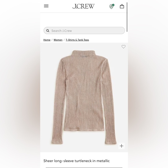 J. Crew | Sheer Metallic Long Sleeve Mockneck - Picture 1 of 4